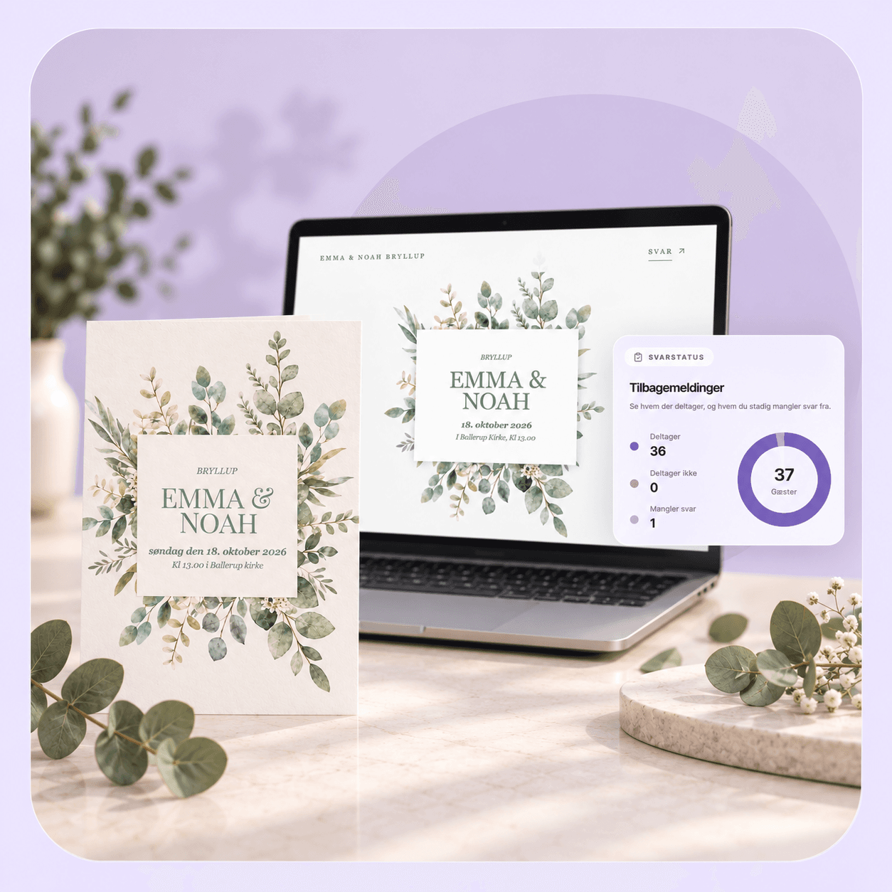 Invitation, eventhjemmeside og RSVP samlet