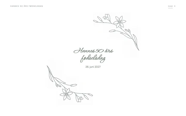 Blomster: hjemmesiden til Hannes 50 års fødselsdag