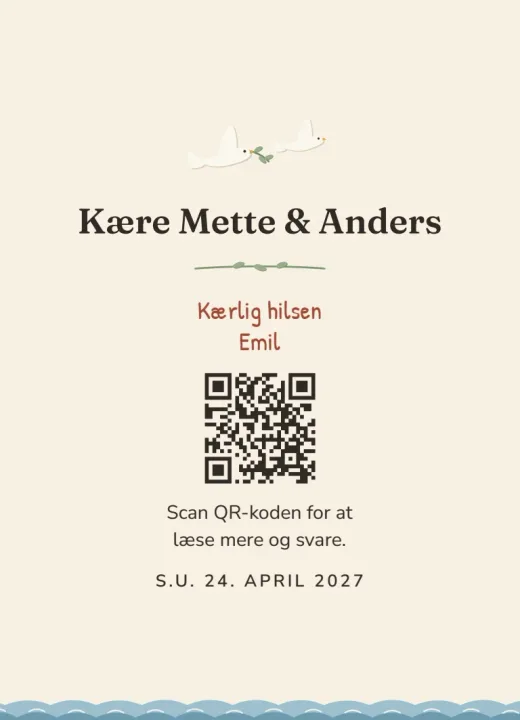Bagsiden: Kære Mette & Anders og husstandens egen QR-kode