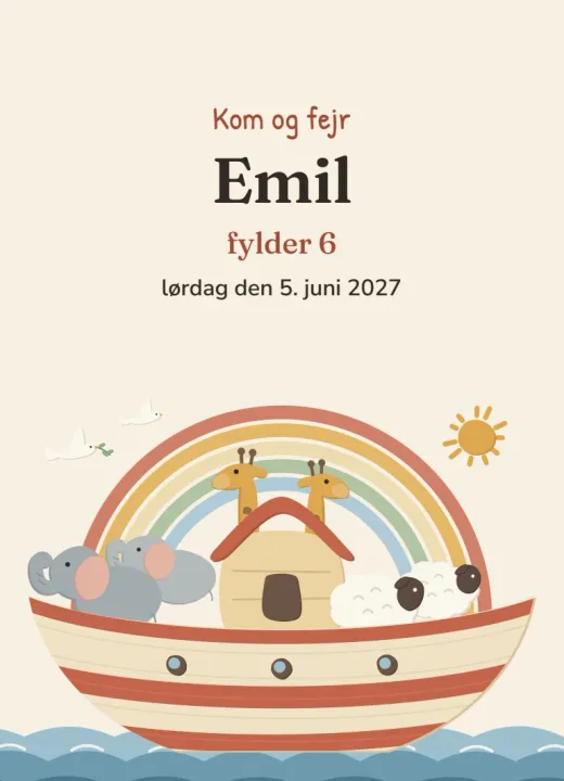 Forsiden af invitationen Arken til Hanne