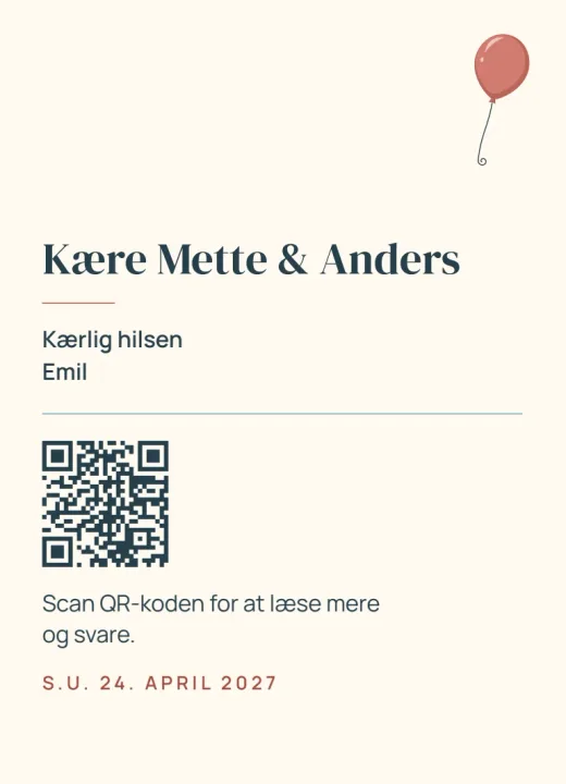 Bagsiden: Kære Mette & Anders og husstandens egen QR-kode