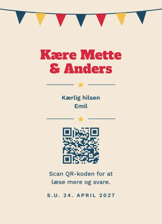 Bagsiden: Kære Mette & Anders og husstandens egen QR-kode