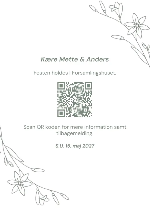 Bagsiden: Kære Mette & Anders og husstandens egen QR-kode