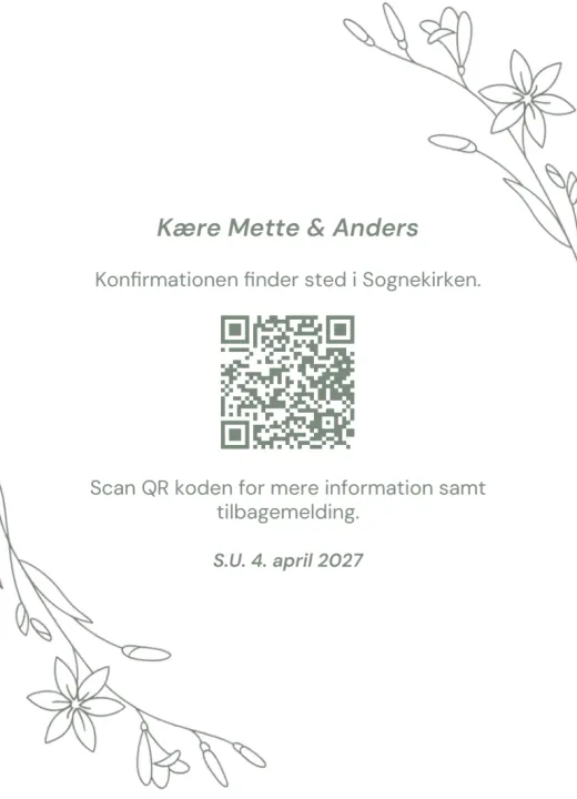 Bagsiden: Kære Mette & Anders og husstandens egen QR-kode