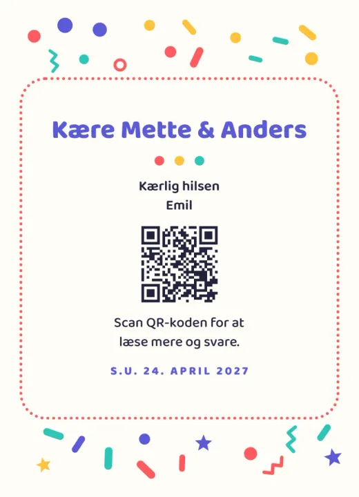 Bagsiden: Kære Mette & Anders og husstandens egen QR-kode