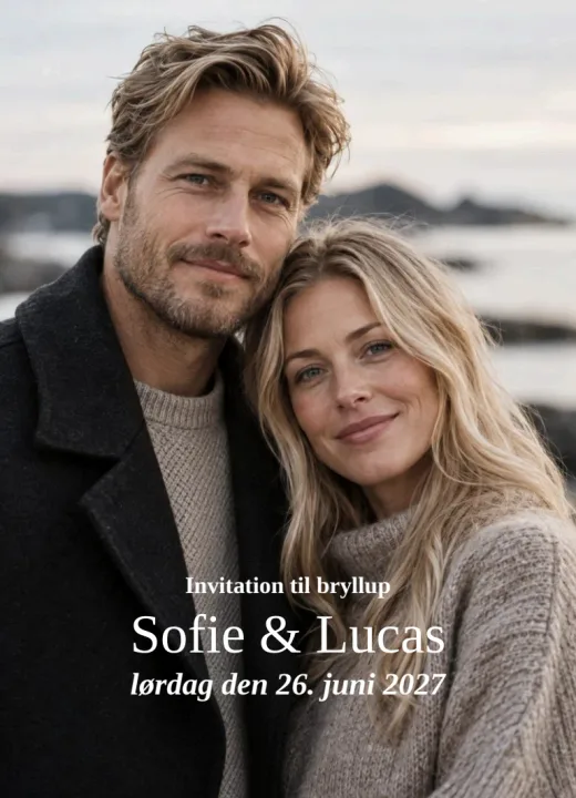 Forsiden af invitationen Magisk til Sofie & Lucas