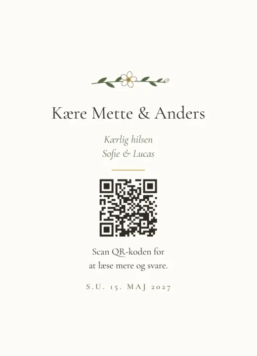 Bagsiden: Kære Mette & Anders og husstandens egen QR-kode