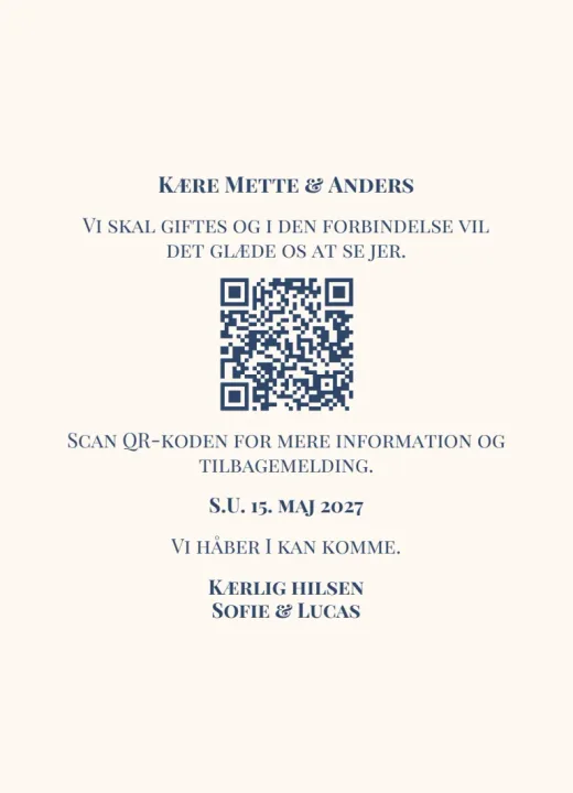 Bagsiden: Kære Mette & Anders og husstandens egen QR-kode