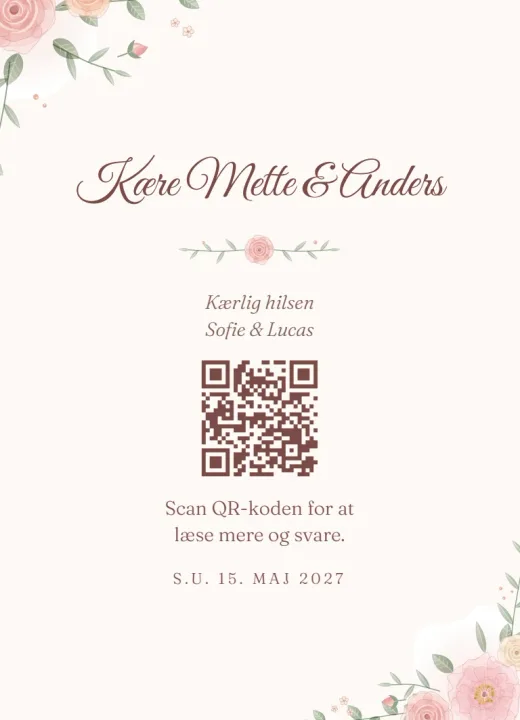 Bagsiden: Kære Mette & Anders og husstandens egen QR-kode