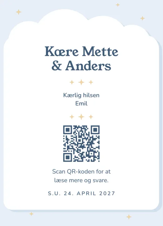 Bagsiden: Kære Mette & Anders og husstandens egen QR-kode